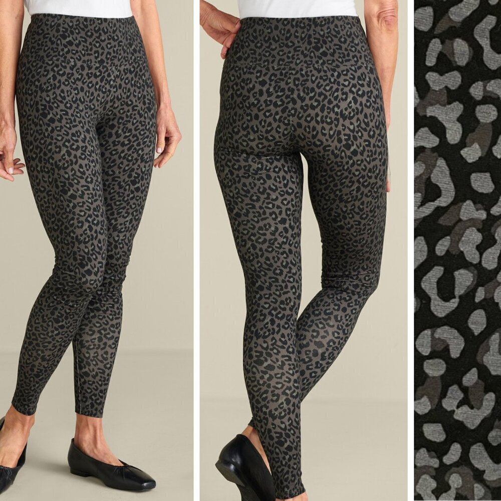 New! Soft Surroundings Super Slim Grey Leopard Print Ankle Leggings 29909